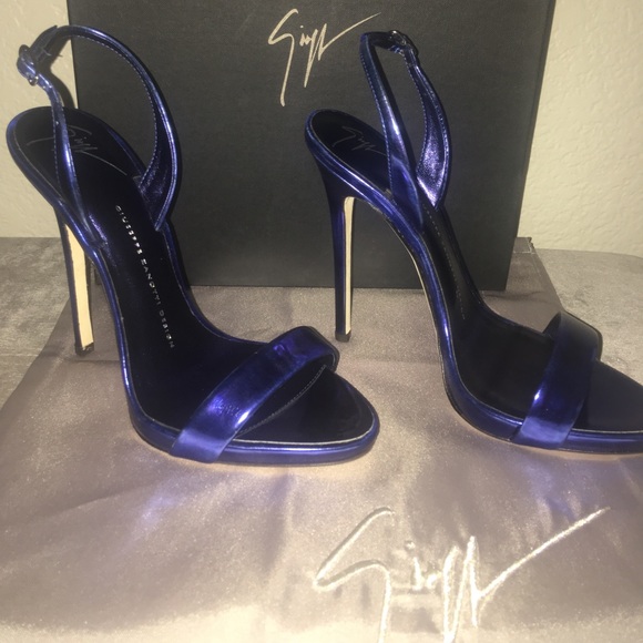 metallic blue heels